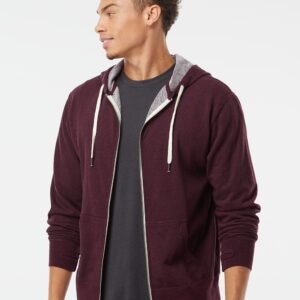 Unisex Heathered French Terry Full-Zip Hooded Sweatshirt